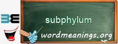 WordMeaning blackboard for subphylum
